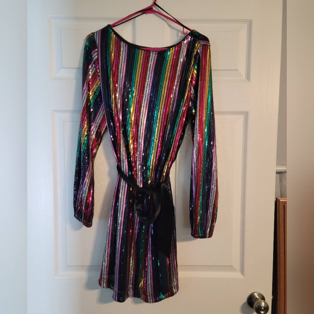 Crown&Ivy Sequined Dress- Rainbow  -Medium